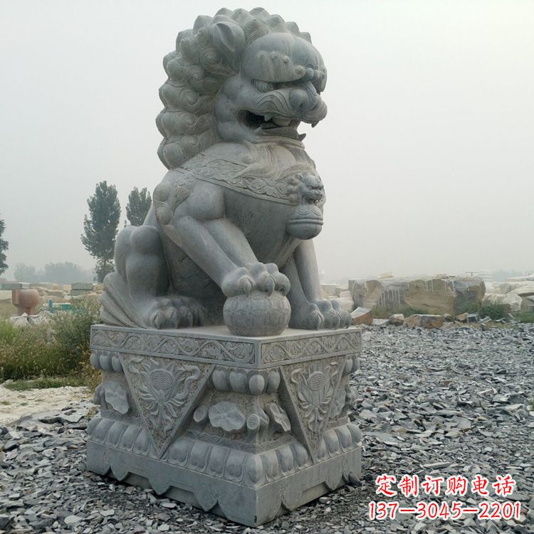 烟台青石北京狮子雕塑,雕刻传承千古之魅力