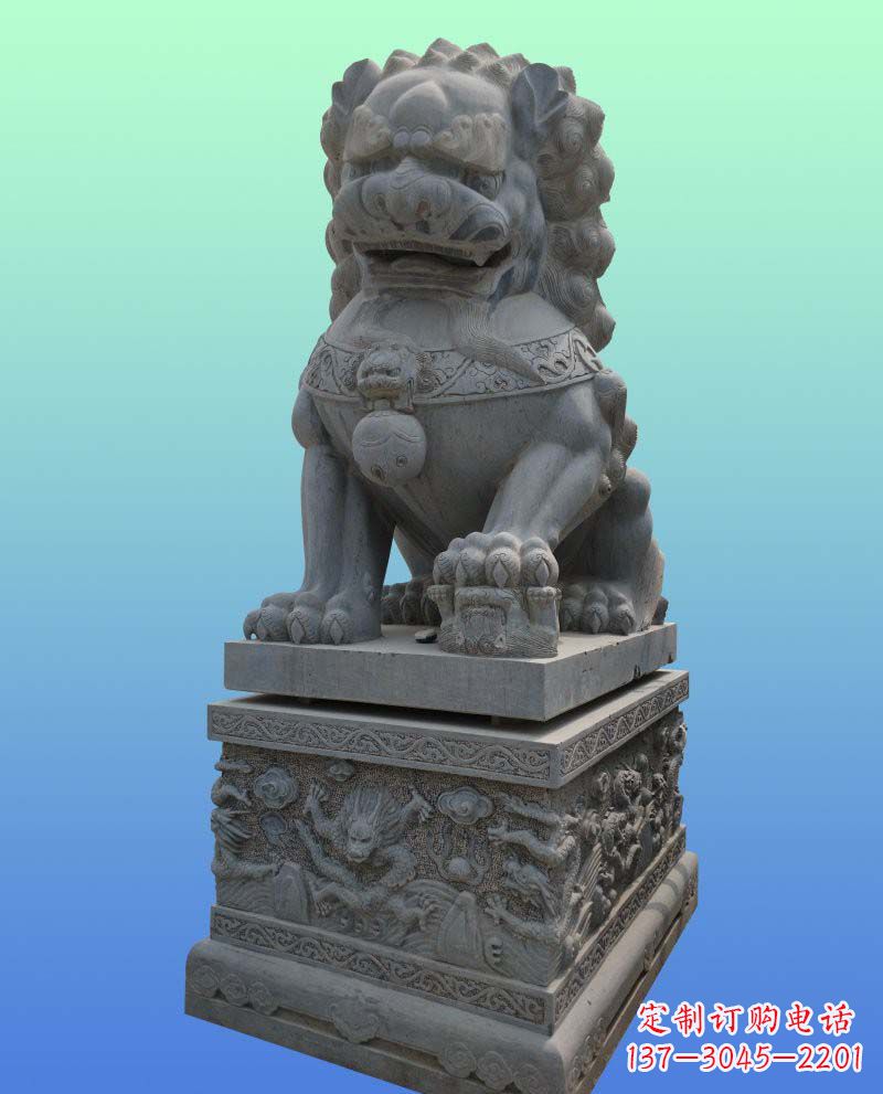 烟台青石雕石狮子
