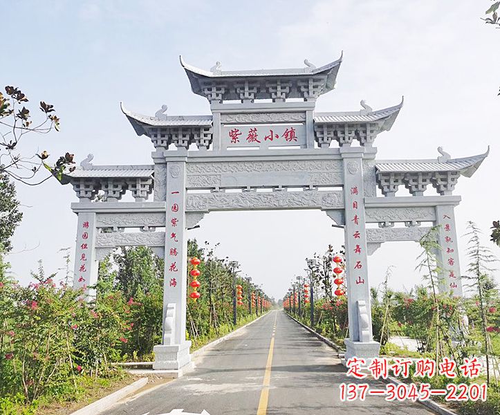 烟台青石牌坊雕塑,定制精美而高品质