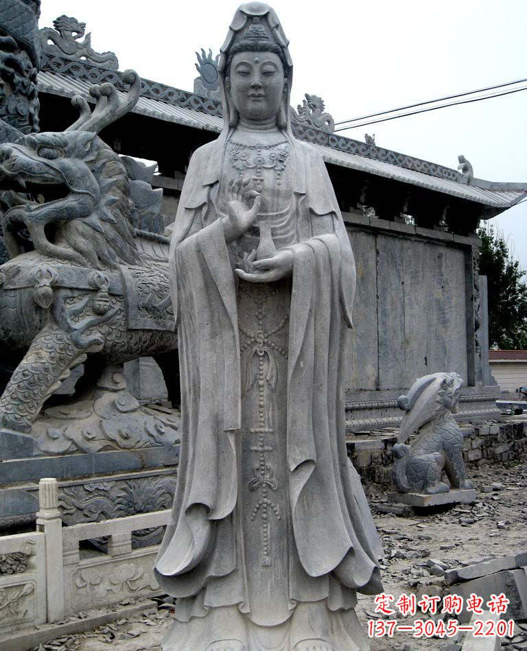 烟台青石仿古观音雕像|传承古代神话传统