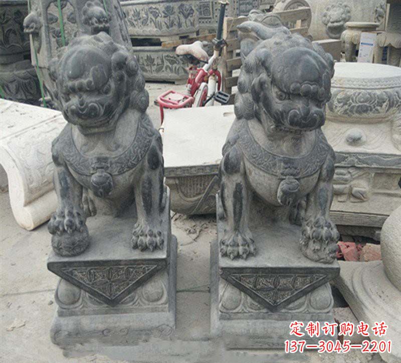 烟台传承传统,精致青石狮子雕塑