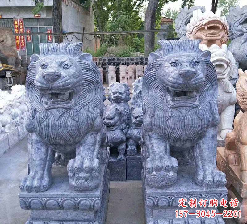 烟台青石仿古西洋狮子石雕
