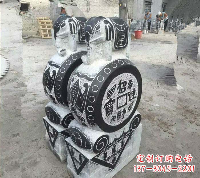 烟台华丽雅致!青石仿古招财进宝大象门墩
