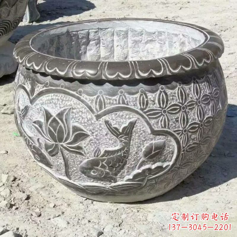 烟台精致青石浮雕水缸,为您打造精美绝伦的定制雕塑