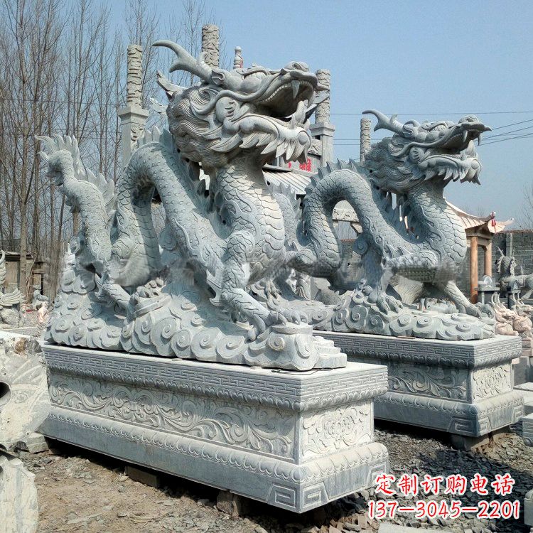 烟台青石龙雕塑(一对)