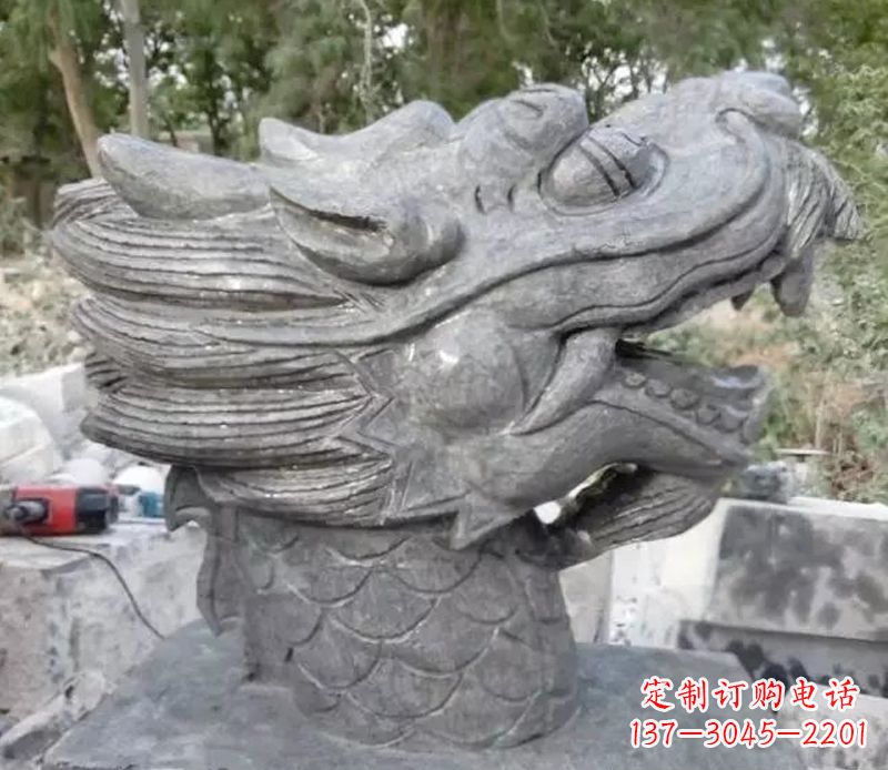 烟台青石龙头雕塑