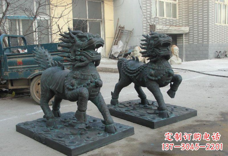 烟台青铜立式麒麟雕塑