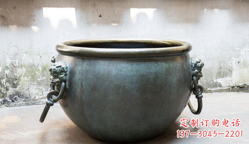 烟台青铜圆形水缸铜雕