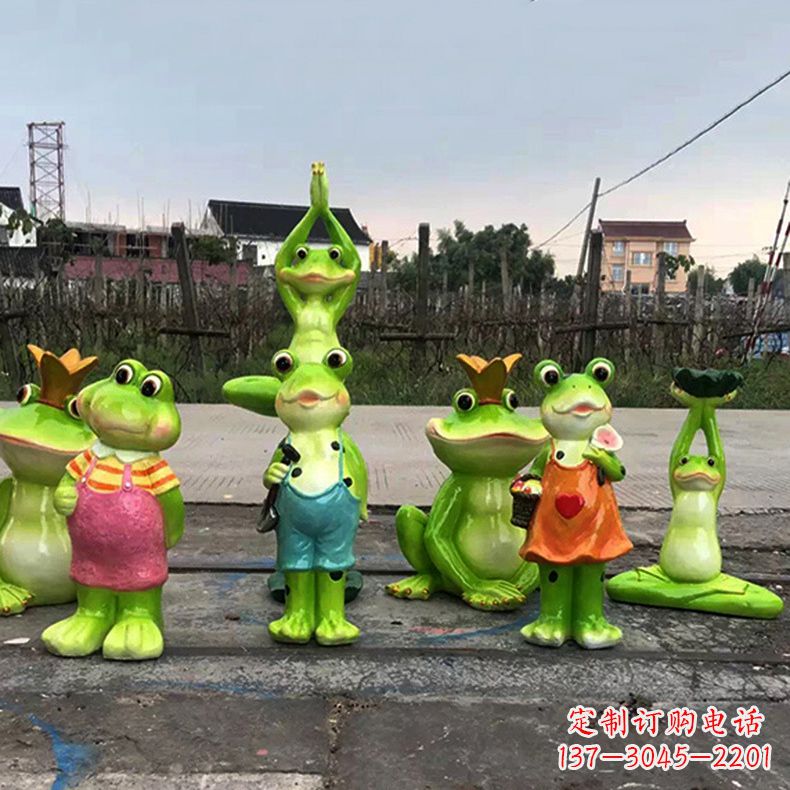 烟台精美青蛙玻璃钢卡通雕塑