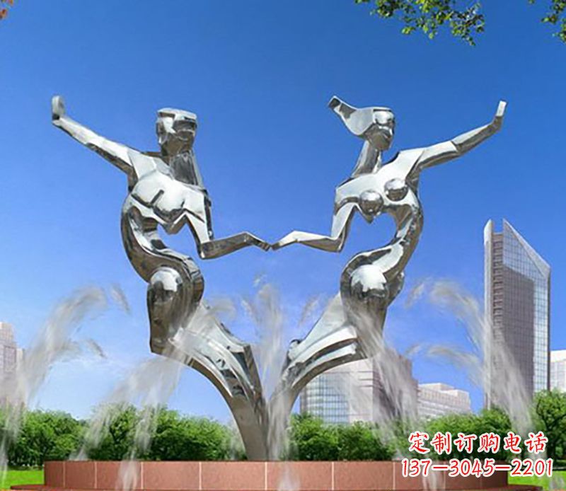 烟台爱情镌刻,不锈钢抽象情侣雕塑