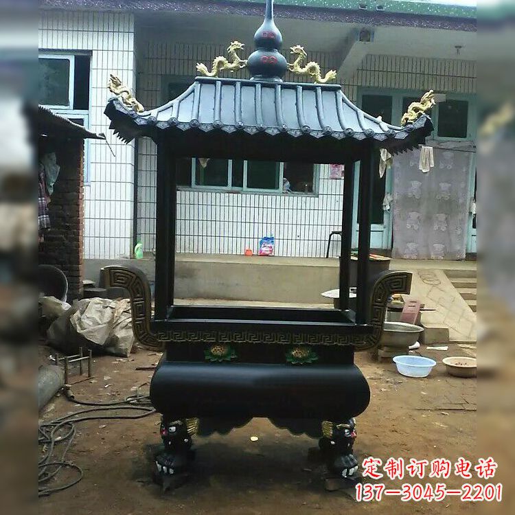 烟台中领雕塑精美全铜香炉古典雕塑