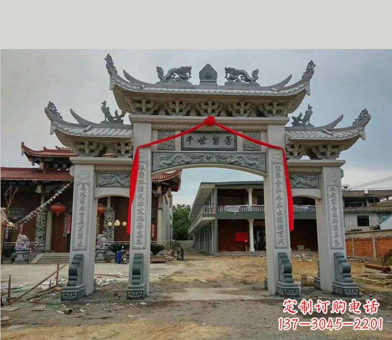 烟台以传统工艺为源的独特牌坊石雕
