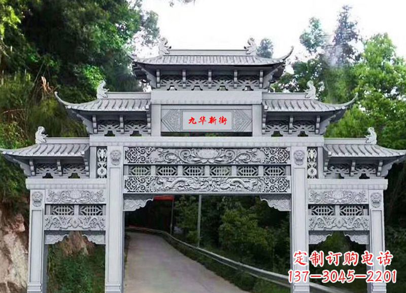烟台三门五楼石雕牌坊