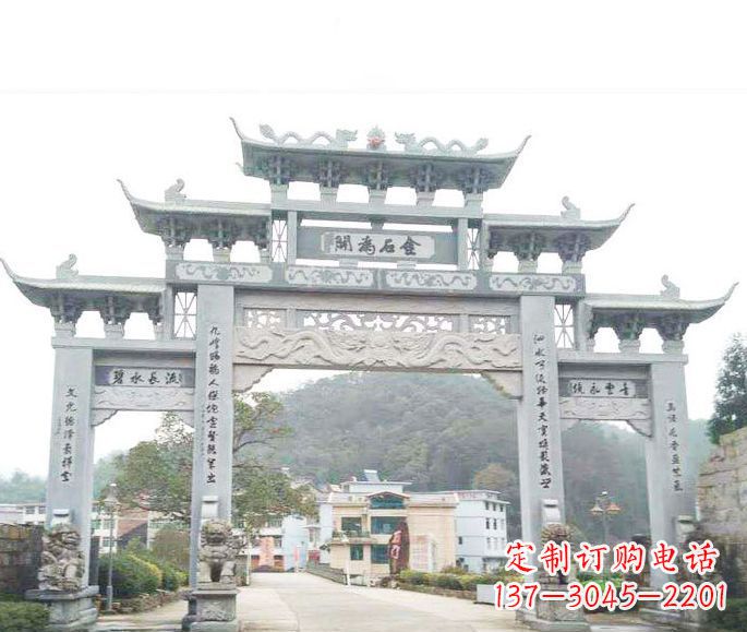 烟台三门五楼石牌坊石雕——精美精致的多层次雕刻