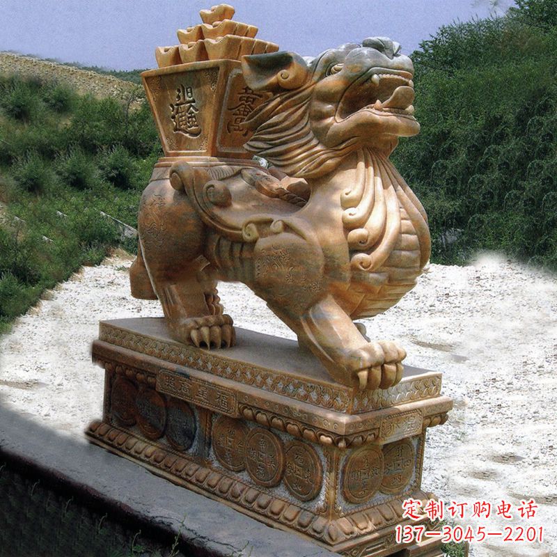 烟台商场企业看门神兽“日进斗金”招财貔貅石雕