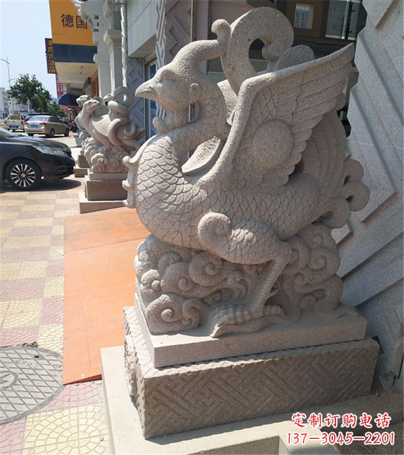烟台上古四大神兽之朱雀石雕雕塑摆件