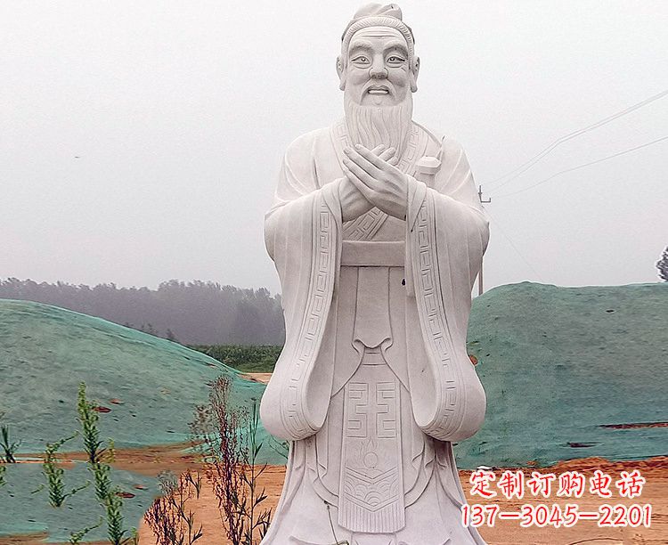 烟台中领雕塑:精致雕刻的少海公园孔子雕像
