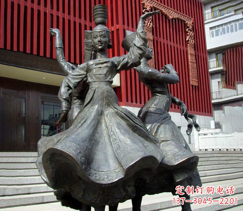 烟台少数民族美女跳舞铜雕