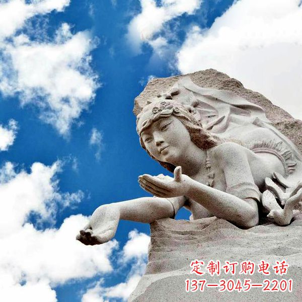 烟台神话人物精卫填海石雕像