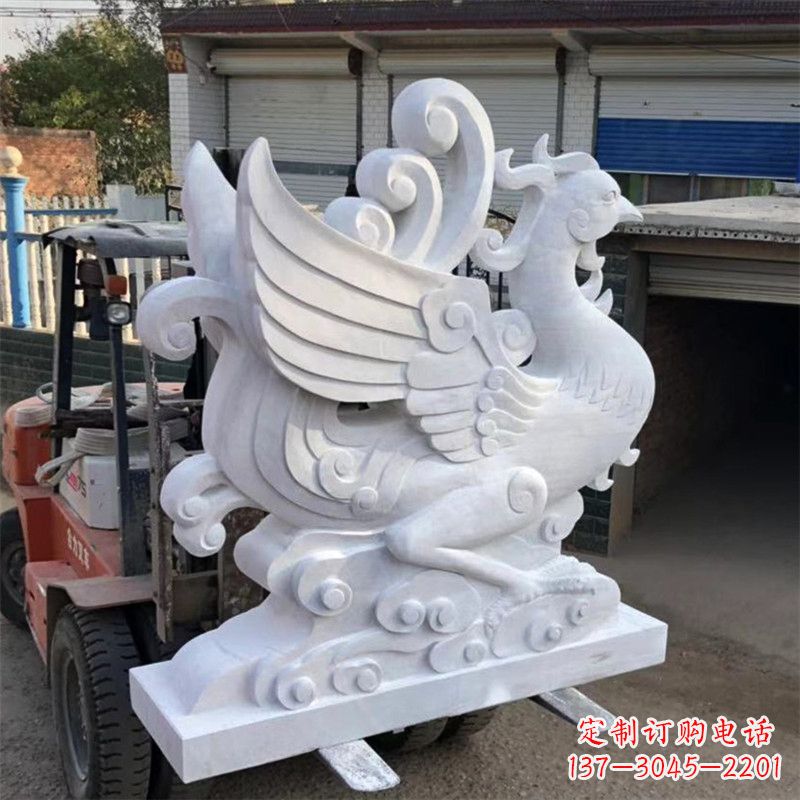 烟台神鸟朱雀汉白玉石雕塑