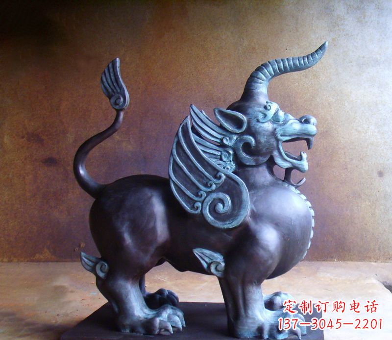 烟台传承中国神兽文化的独角兽铜雕塑