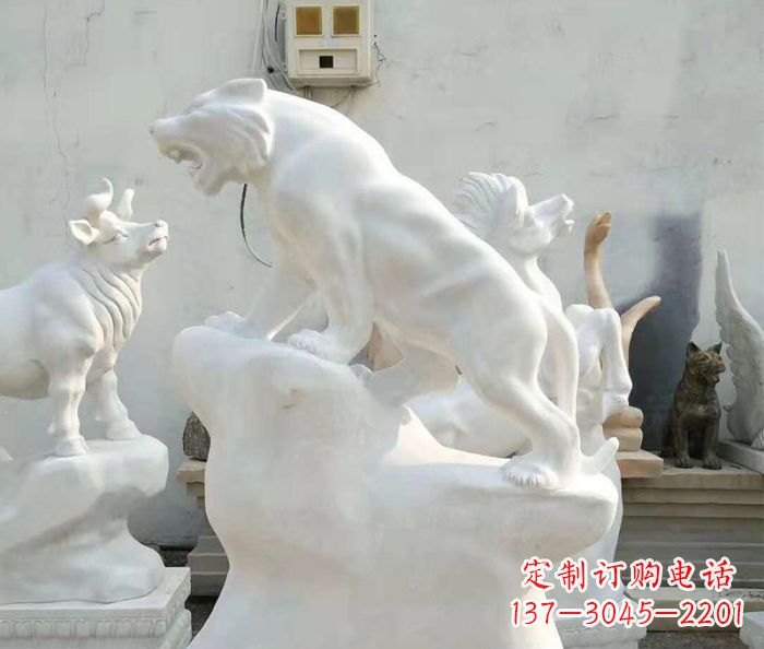 烟台中领雕塑:汉白玉老虎雕塑