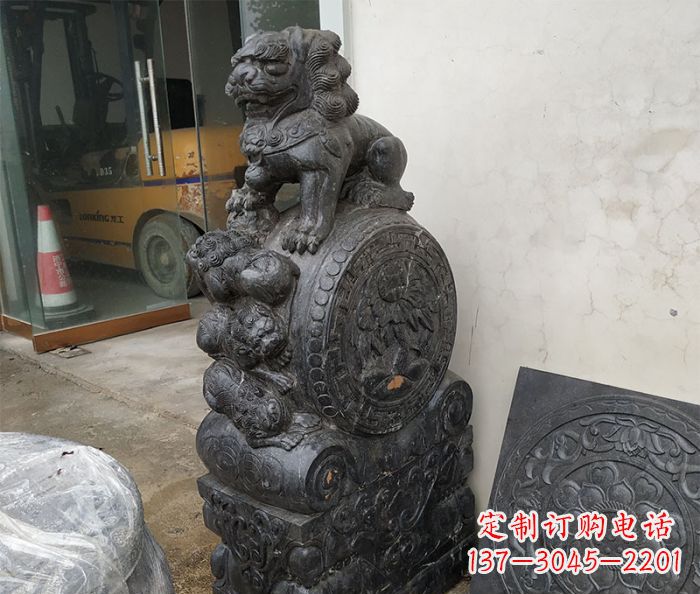 烟台狮子抱鼓石雕刻门墩