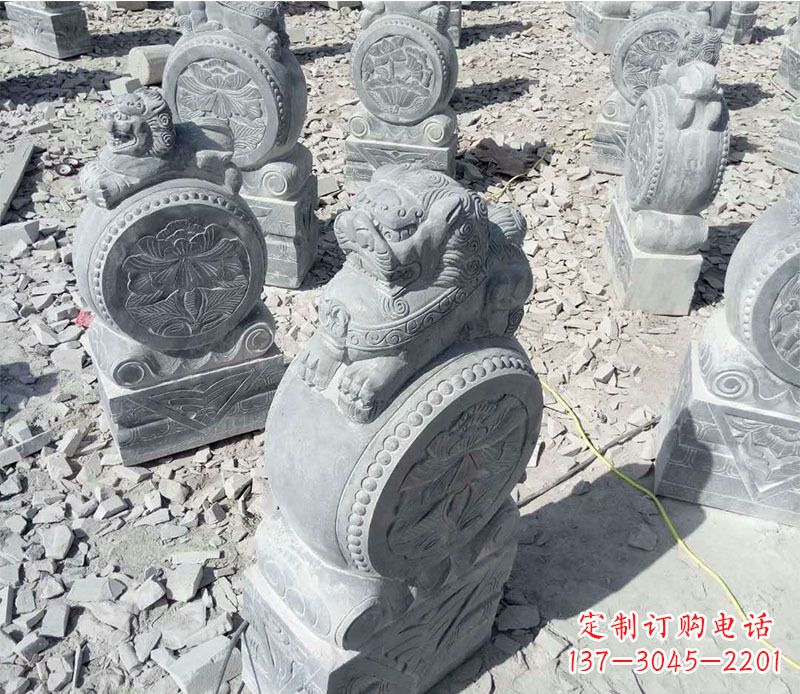 烟台狮子抱鼓石招财门墩石雕,尊贵大气典雅