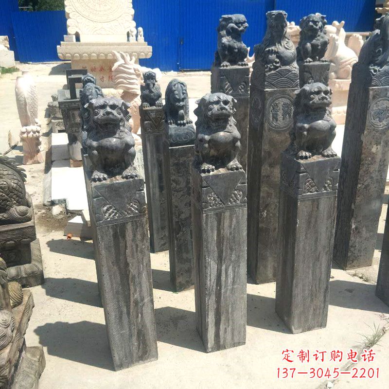 烟台狮子拴马桩雕塑,展现国之雄风