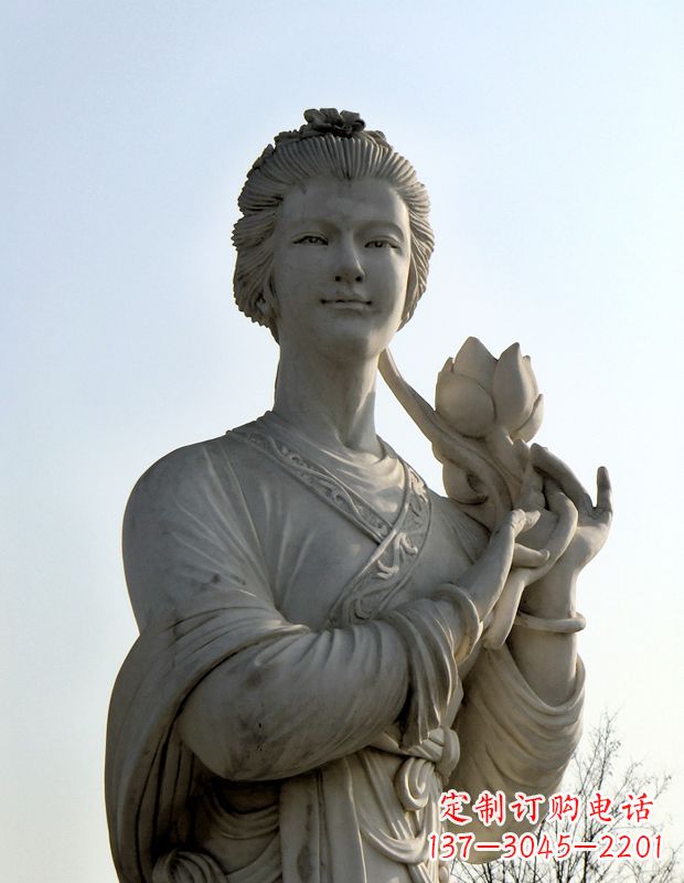 烟台汉白玉荷花雕塑,精致美丽无双!