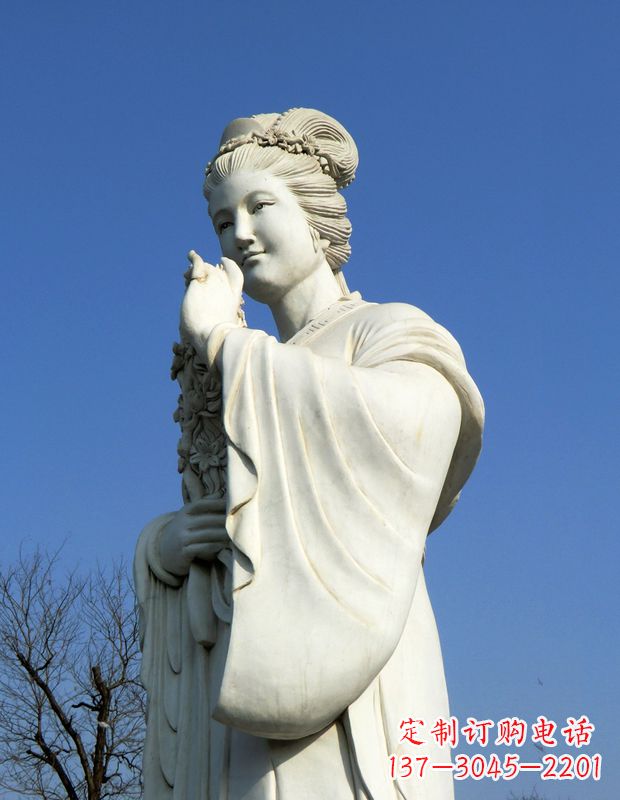 烟台十二花神之三月桃花息夫人汉白玉精美美女雕像