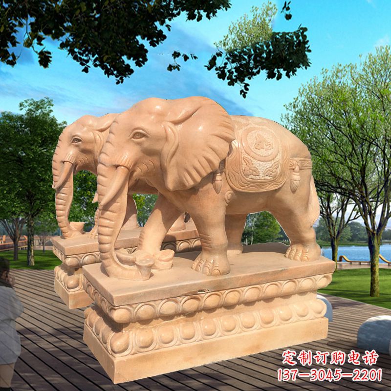 烟台石雕大象塑像
