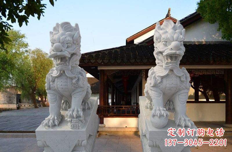烟台精美汉白玉麒麟雕塑