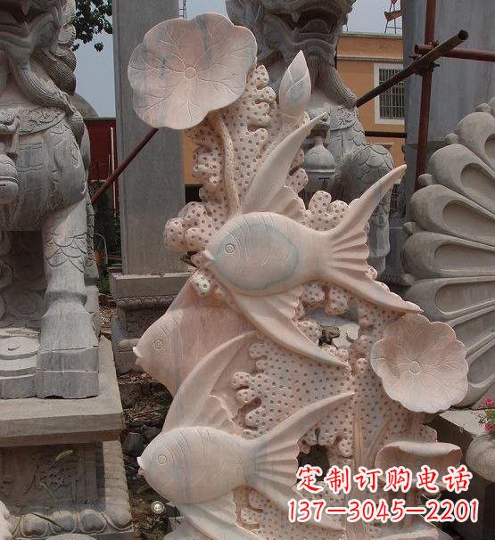 烟台荷花鲤鱼雕塑,精美完美记录永恒美好