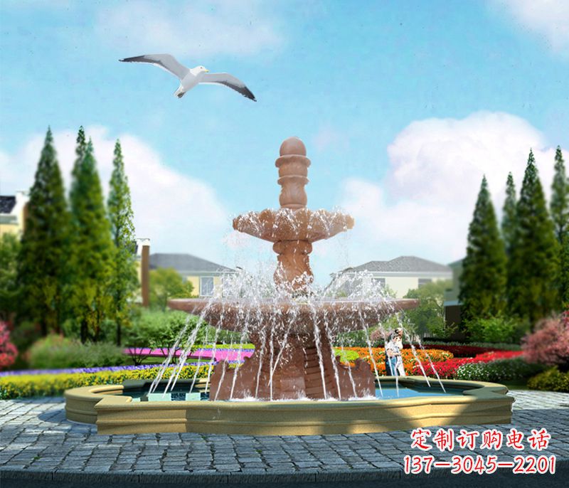 烟台石雕流水招财喷泉雕塑,让你迎接财运来临