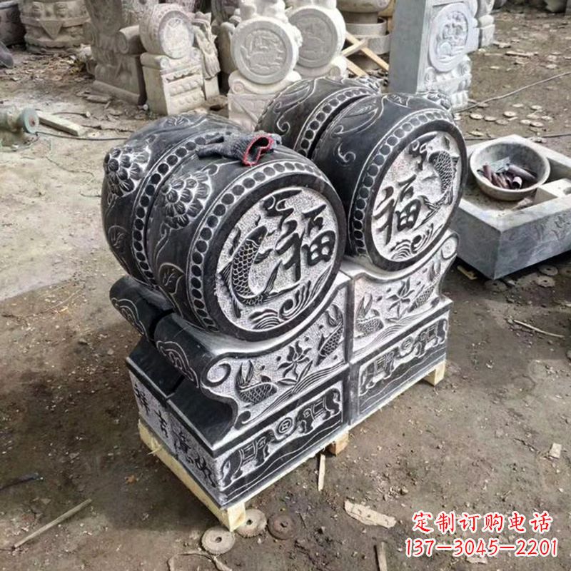 烟台中领雕塑-石雕门墩貔貅抱鼓