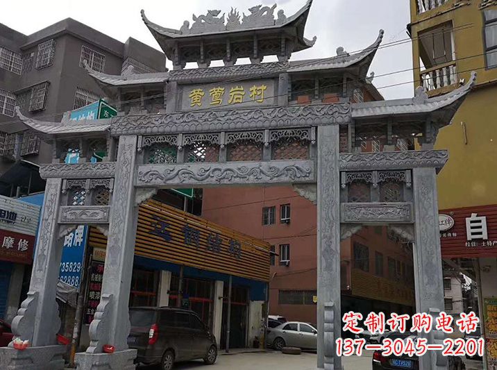 烟台石雕牌坊貔貅石狮子