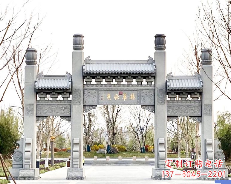 烟台装饰你的屋外,选择领雕塑的石雕牌坊