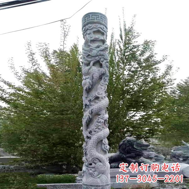 烟台华贵典雅的石雕盘龙柱雕塑