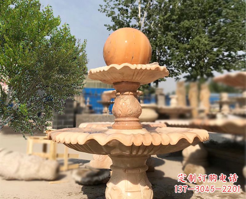 烟台石雕喷泉黄锈石