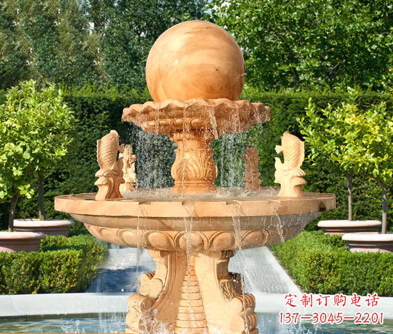 烟台石雕喷泉鱼喷水
