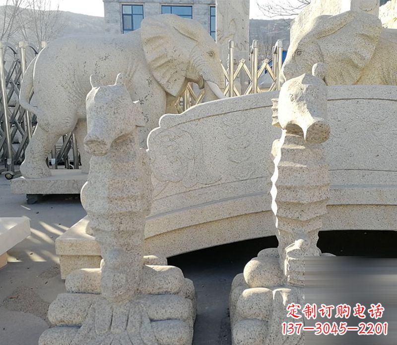 烟台中领雕塑海马石雕静谧可爱