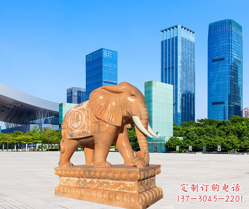 烟台大象雕塑,现代大象喷水雕塑,营造雅致优雅氛围