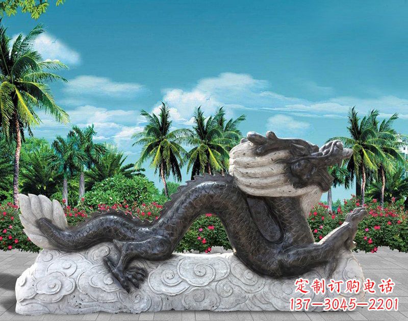 烟台中领雕塑:精美石刻喷水龙雕塑