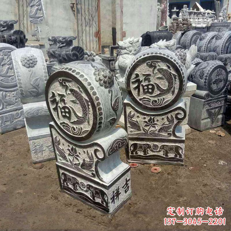 烟台石雕貔貅抱鼓门墩雕塑