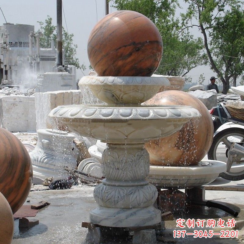烟台艺术精美的青石风水球雕塑