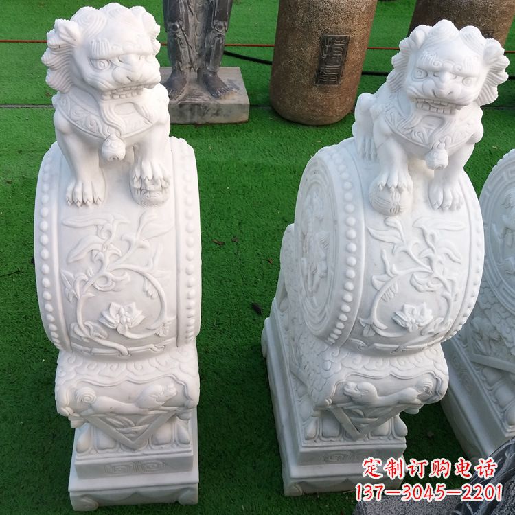 烟台石雕青石貔貅门墩雕塑