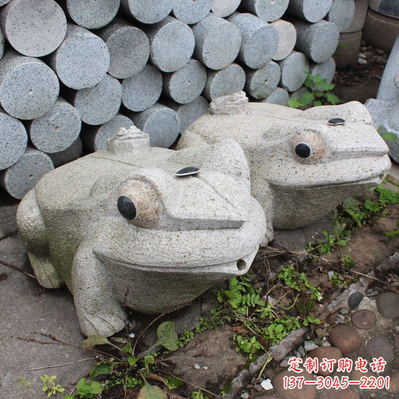 烟台石雕青蛙喷水雕塑