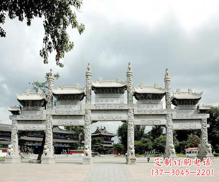 烟台石雕五门牌坊