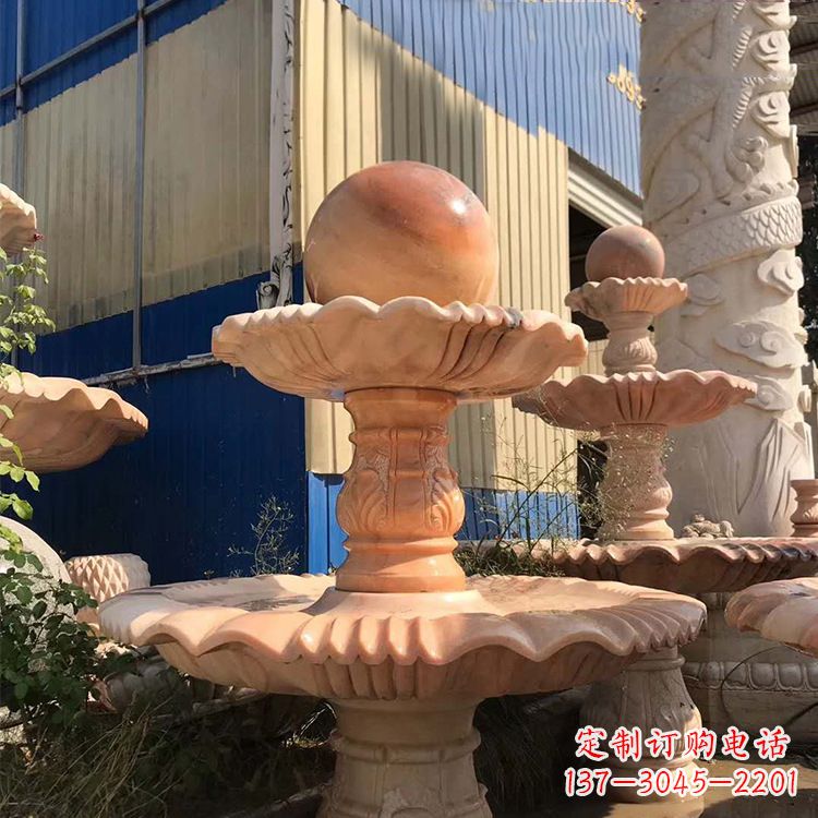 烟台石雕五福临门风水球